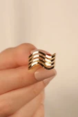 14 Ayar Altın Zikzak Ajda 4 Sıra Kaburga Yüzük thumbnail 2