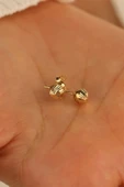 14 Ayar 3mm Kalemli Top Altın Küpe - 2
