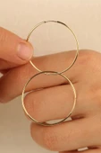 14 Ayar 3cm Halka Altın Küpe - 2