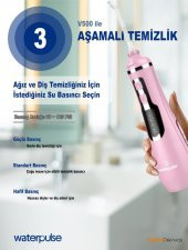 WaterPulse WP-V500-P Water Flosser Taşınabilir, Şarjlı, Masajlı, Diş/Protez Bakım ve Ağız Duşu Pembe - 4