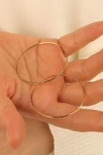 14 Ayar 4cm Halka Altın Küpe - 2