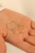 14 Ayar 2.5cm Halka Altın Küpe - 1