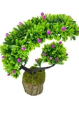 Nettenevime Yapay Çiçek Bonsai Ağacı Kütük Saksıda Lila Tomurcuklu Hilal Model Dekoratif Yapay Ağaç Bonzai 30*20 CM thumbnail 4