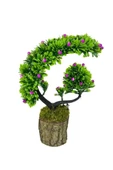 Nettenevime Yapay Çiçek Bonsai Ağacı Kütük Saksıda Lila Tomurcuklu Hilal Model Dekoratif Yapay Ağaç Bonzai 30*20 CM thumbnail 7