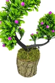 Nettenevime Yapay Çiçek Bonsai Ağacı Kütük Saksıda Lila Tomurcuklu Hilal Model Dekoratif Yapay Ağaç Bonzai 30*20 CM thumbnail 2