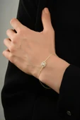 Altın Kaplama Gümüş Baget Bileklik - 5