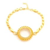 Yarım Altın Çerçeve Bileklik Çelik Altın Kaplama Arpa Güneş Modeli BLK-1112 - 1