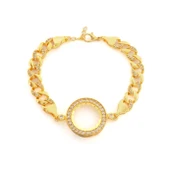 Çeyrek Altın Çerçeve Bileklik Çelik Altın Kaplama Figaro Model BLK-1069 - 1