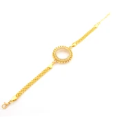 Yarım Altın Çerçeve Bileklik Çelik Altın Kaplama Güneş Model BLK-1083 - 3