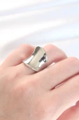 Silver Renk Ayarlanabilir Kavisli Ayna Yüzük - TJ-BYK3114 - 1