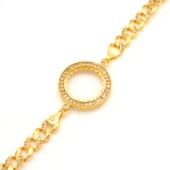 Yarım Altın Çerçeve Bileklik Çelik Altın Kaplama Figaro Model BLK-1068 - 2