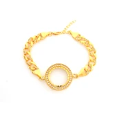 Yarım Altın Çerçeve Bileklik Çelik Altın Kaplama Figaro Model BLK-1068 - 1