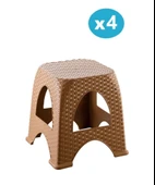 Omnipazar SY-4667 Plastik Hasır Tabure Küçük Boy 4'lü Set - 3