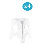 Omnipazar SY-4667 Plastik Hasır Tabure Küçük Boy 4'lü Set - 1