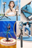 Selfie Çubuğu 2.20m Uzayabilen Kumandalı 360 Derece Dönebilen Cep Telefonu Kamera Tripod - 8