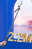 Selfie Çubuğu 2.20m Uzayabilen Kumandalı 360 Derece Dönebilen Cep Telefonu Kamera Tripod - 10