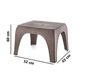 Omnipazar SY-2590 Hasır Desen Plastik Bahçe Balkon Plaj Şezlong Sehpa 4'lü Set Kahverengi - 2