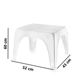 Omnipazar Hasır Desen Plastik Bahçe Balkon Plaj Şezlong Sehpa 4'lü Set Beyaz - 2