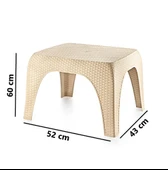 Omnipazar SY-2590 Hasır Desen Plastik Bahçe Balkon Plaj Şezlong Sehpa 4'lü Set Bej - 2