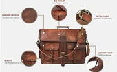 Cuero Vintage El Yapımı Deri  Çapraz Askılı Çanta Dizüstü Bilgisayar Evrak Çantası  18 inç - 7