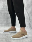 ET0003 Bağcıklı Klasik Spor Keten Hardal Beyaz Taban Casual Erkek Ayakkabı - 1