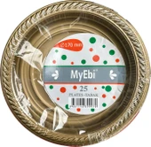 My-Ebi Altın Renkli Parti Davet Plastik Tabak - 17 Cm. - 25 Adetlik 10 Paket thumbnail 2