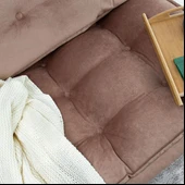 Homedius Mocca Çift Kişilik Katlanır Yatak Uzanma Koltuğu Sütlü Kahverengi - 8