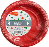 My-Ebi Kırmızı Renkli Parti Davet Plastik Tabak - 17 Cm. - 25 Adetlik 3 Paket thumbnail 3