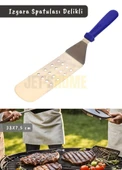 Barbekü Spatulası Paslanmaz Delikli Izgara Spatulası Çelik Hamburger Spatulası 38 cm - 1