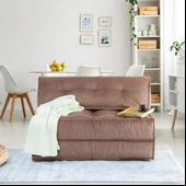 Homedius Mocca Çift Kişilik Katlanır Yatak Uzanma Koltuğu Sütlü Kahverengi - 1