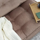 Homedius Mocca Çift Kişilik Katlanır Yatak Uzanma Koltuğu Sütlü Kahverengi - 6