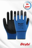 PN3 Zebra Nitril Kaplı Polyester Eldiven Mavi (24 çift ) - 1