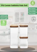 3’lü Bambu Contalı Saklama Kabı Seti Erzak Kabı Motek Saklama Kabı 2*1100 ml / 2250 ml - 2