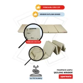 XPERMATE Katlanır Şezlong Minderi Fermuarlı Çantalı Cepli FoldPack 30x60x25cm Bej thumbnail 3