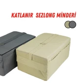 XPERMATE Katlanır Şezlong Minderi Fermuarlı Çantalı Cepli FoldPack 30x60x25cm Bej - 2