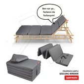 XPERMATE Katlanır Şezlong Minderi Fermuarlı Çantalı Cepli FoldPack 30x60x35cm Antrasit thumbnail 1