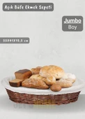 Hasır Ekmek Sepeti Oval Açık Büfe Sepeti Yılbaşı Sepeti Jumbo Boy 55 cm - 1