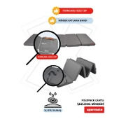 XPERMATE Katlanır Şezlong Minderi Fermuarlı Çantalı Cepli FoldPack 30x60x25cm Antrasit - 3