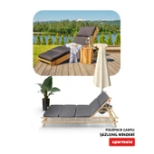 XPERMATE Katlanır Şezlong Minderi Fermuarlı Çantalı Cepli FoldPack 30x60x25cm Antrasit - 5