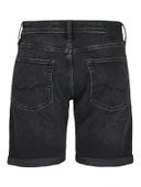 JACK JONES Erkek Likralı Siyah Kot Şort 12269612 - 5