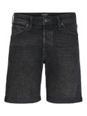 JACK JONES Erkek Likralı Siyah Kot Şort 12269612 - 6