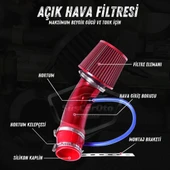 Universal Ses & Performans Arttırıcı Açık Hava Filtre Kiti Set Alüminyum Alaşımlı Krom Bigtube +6 Hp 65-75 mm Kırmızı - 4