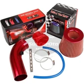 Universal Ses & Performans Arttırıcı Açık Hava Filtre Kiti Set Alüminyum Alaşımlı Krom Bigtube +6 Hp 65-75 mm Kırmızı - 7