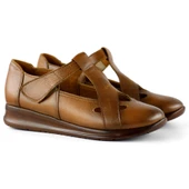 Erkan Saçmacı Frida Taba Hakiki Deri Kesik Detaylı Cırt Cırtlı Günlük Ayakkabı - 4