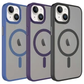 iPhone 14 Kılıf Mat Arka Yüzey Wireless Şarj Özellikli Flet M-safe Kapak thumbnail 2