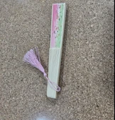 Beluga Yelpaze Bambu Kumaş Serinletici Vintage Şık Dekorasyon Pembe/Yeşil Püsküllü Japon Yelpaze 0280 - 3