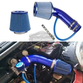 Universal Ses & Performans Arttırıcı Açık Hava Filtre Kiti Set Alüminyum Alaşımlı Krom Bigtube +6 Hp 65-75 mm Mavi - 10