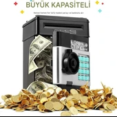 Atm Kumbara Siyah Şifreli Otomatik Kağıt Para Alan Kasa Kumbara Çocuklar Için Eğlenceli Sİyah - 4