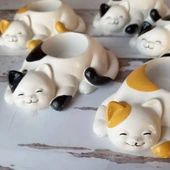 4 Adet Kedi Şeklinde Yumurtalık - Mumluk - 2