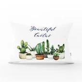 Beatiful Cactus Kaktüs Desenli Dijital Baskılı Dikdörtgen Kırlent Kılıfı 35x55 Cm thumbnail 1